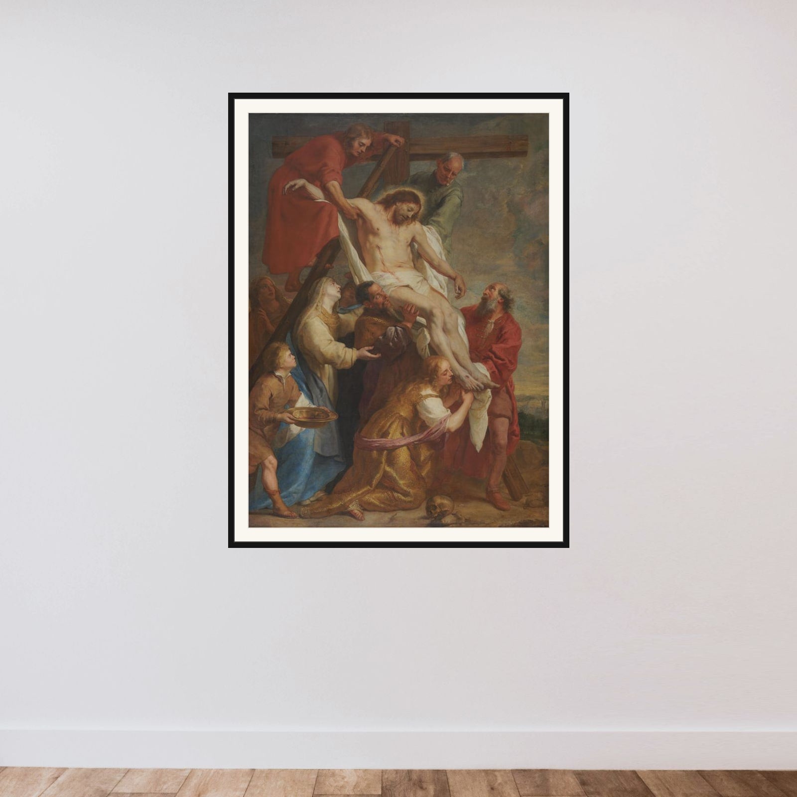 The Descent from the Cross framed — shown to scale