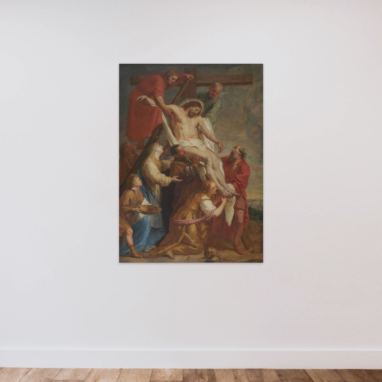 The Descent from the Cross unframed — shown to scale