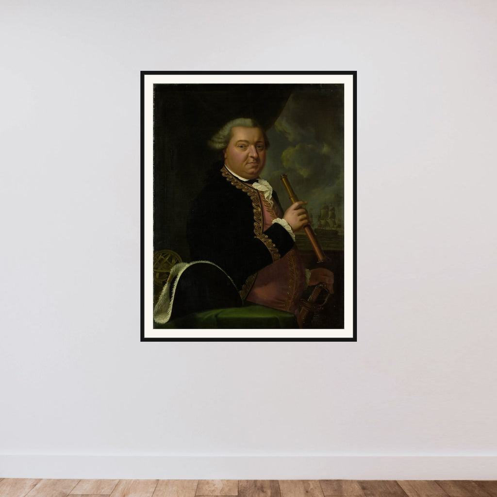Willem Crul (1721-81), Rear Admiral framed — shown to scale