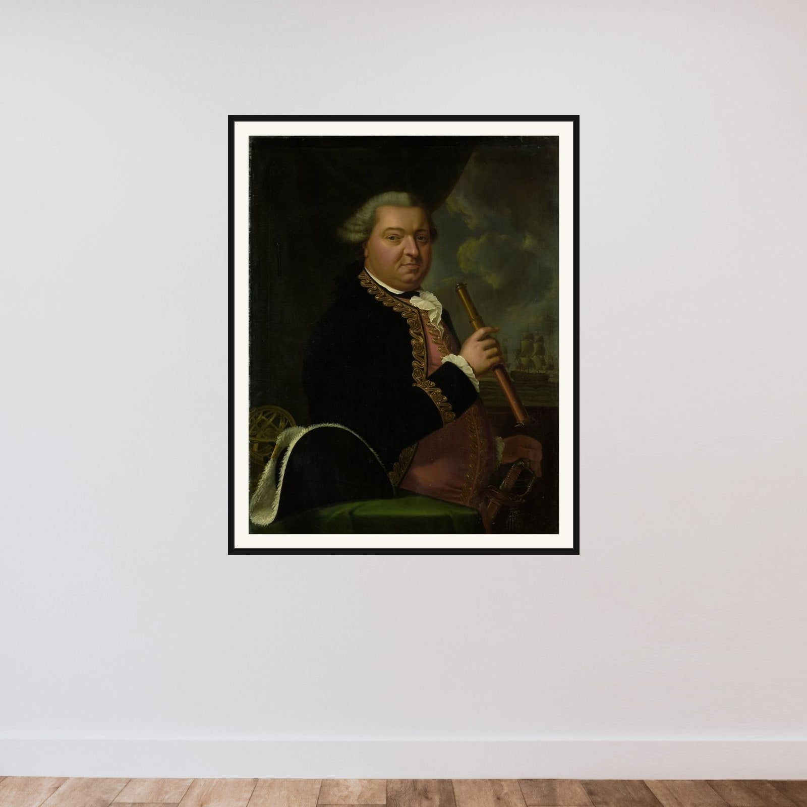 Willem Crul (1721-81), Rear Admiral framed — shown to scale