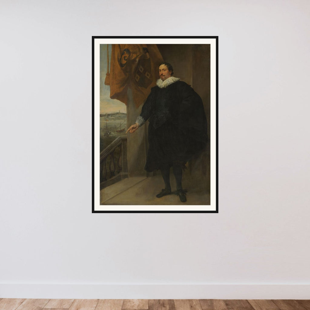 Portrait of a Nobleman, possibly Adriaan van der Borcht framed — shown to scale