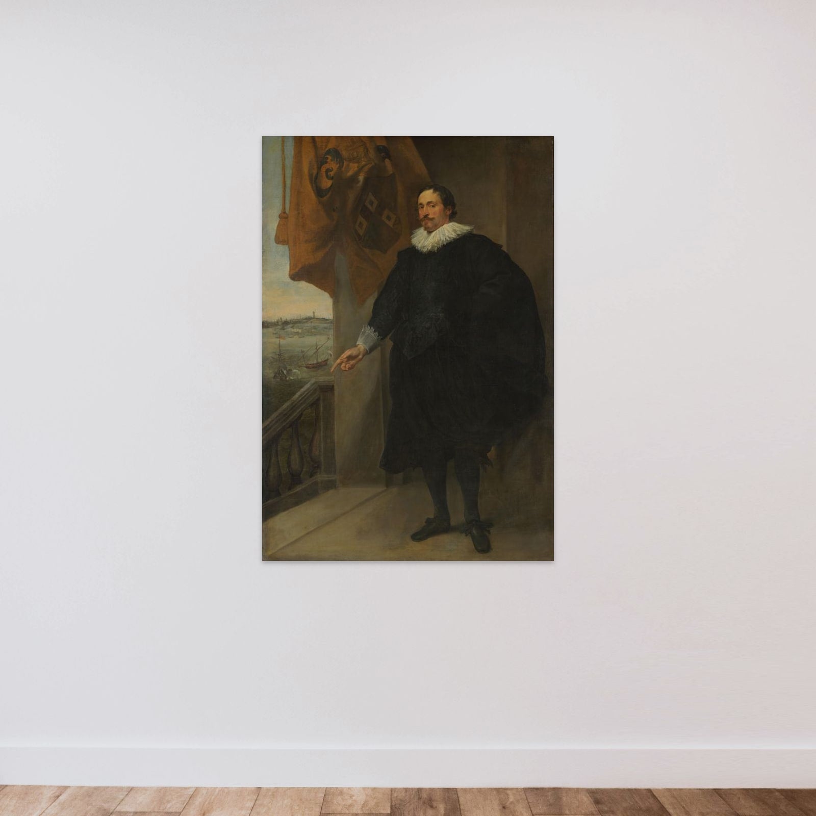 Portrait of a Nobleman, possibly Adriaan van der Borcht unframed — shown to scale