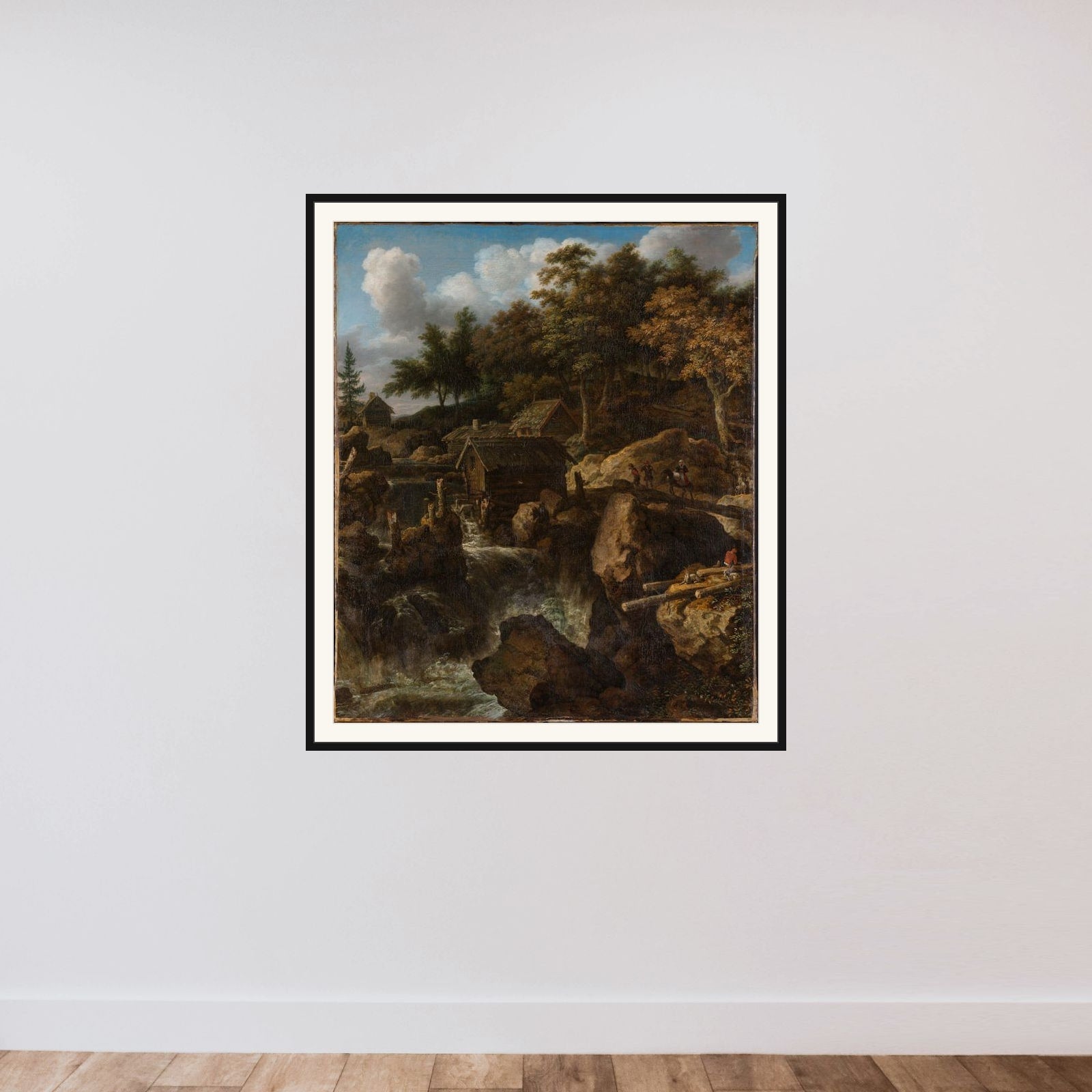 Swedish Landscape with a Waterfall framed — shown to scale