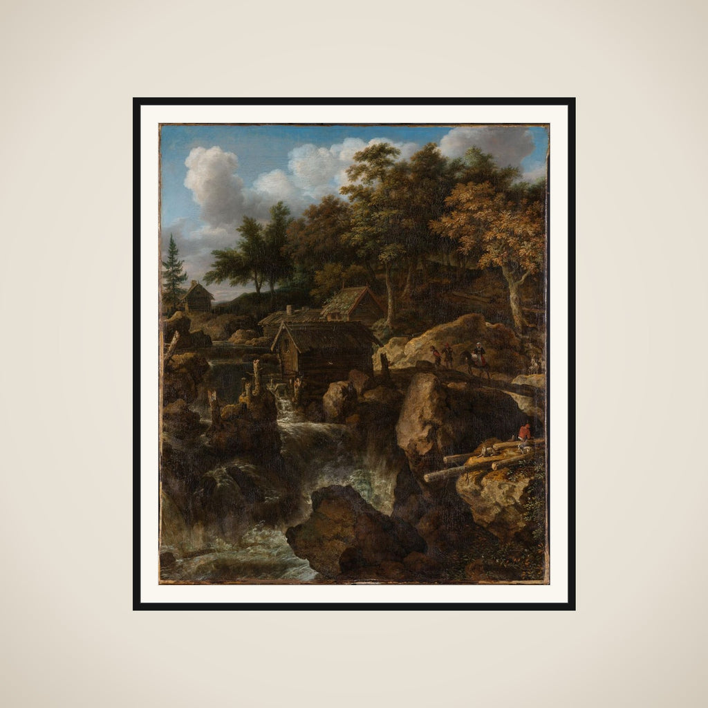 Swedish Landscape with a Waterfall framed