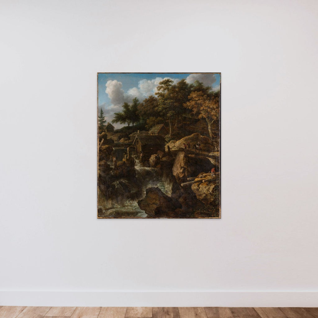 Swedish Landscape with a Waterfall unframed — shown to scale