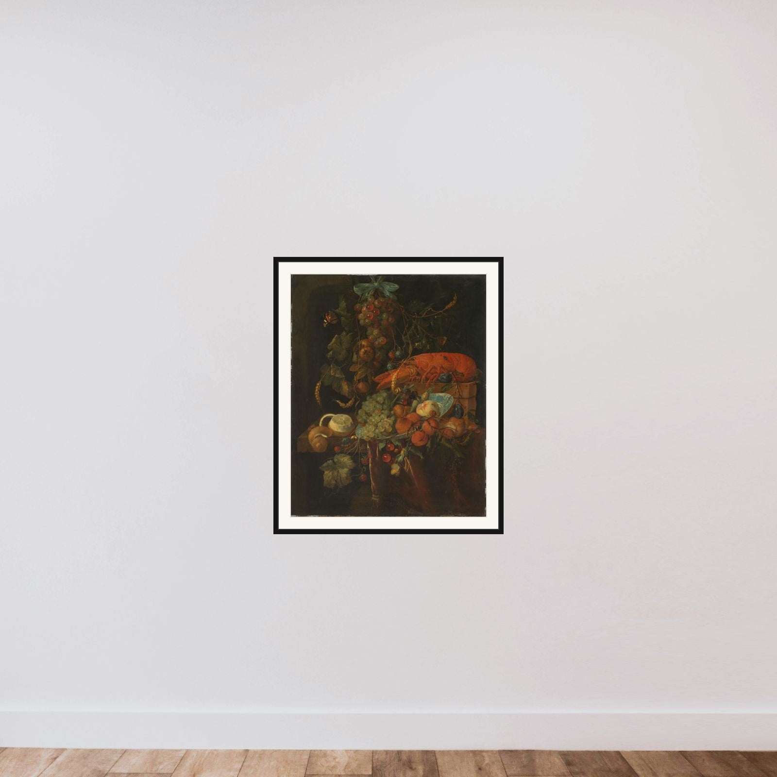 Still Life with Fruit and a Lobster framed — shown to scale