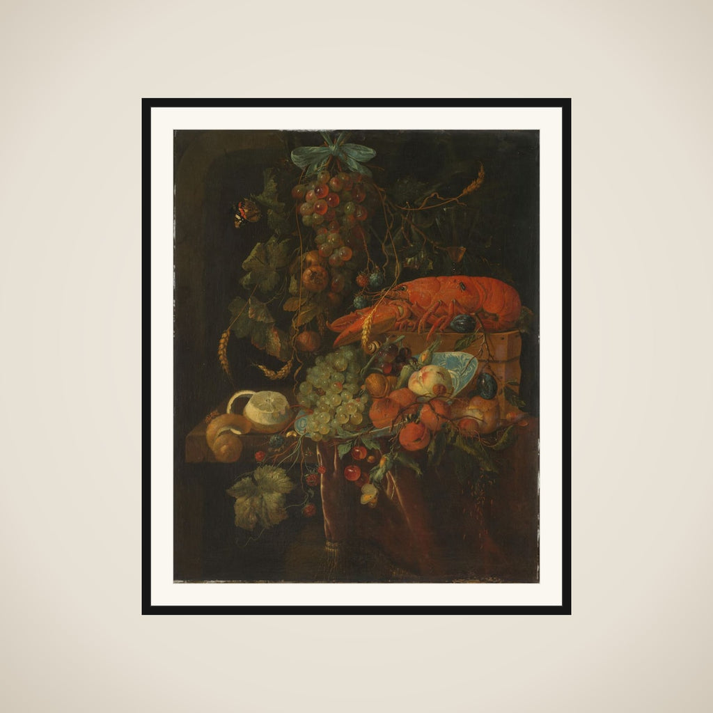 Still Life with Fruit and a Lobster framed