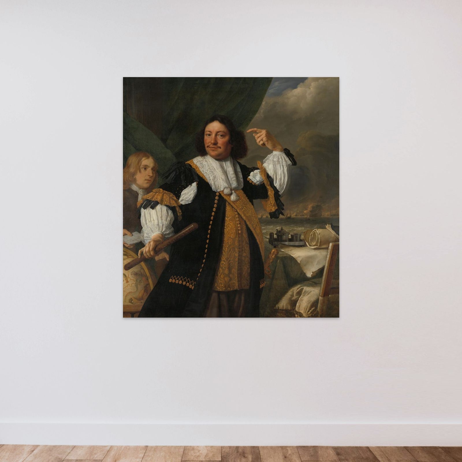 Aert van Nes (1626-1693), Vice Admiral unframed — shown to scale
