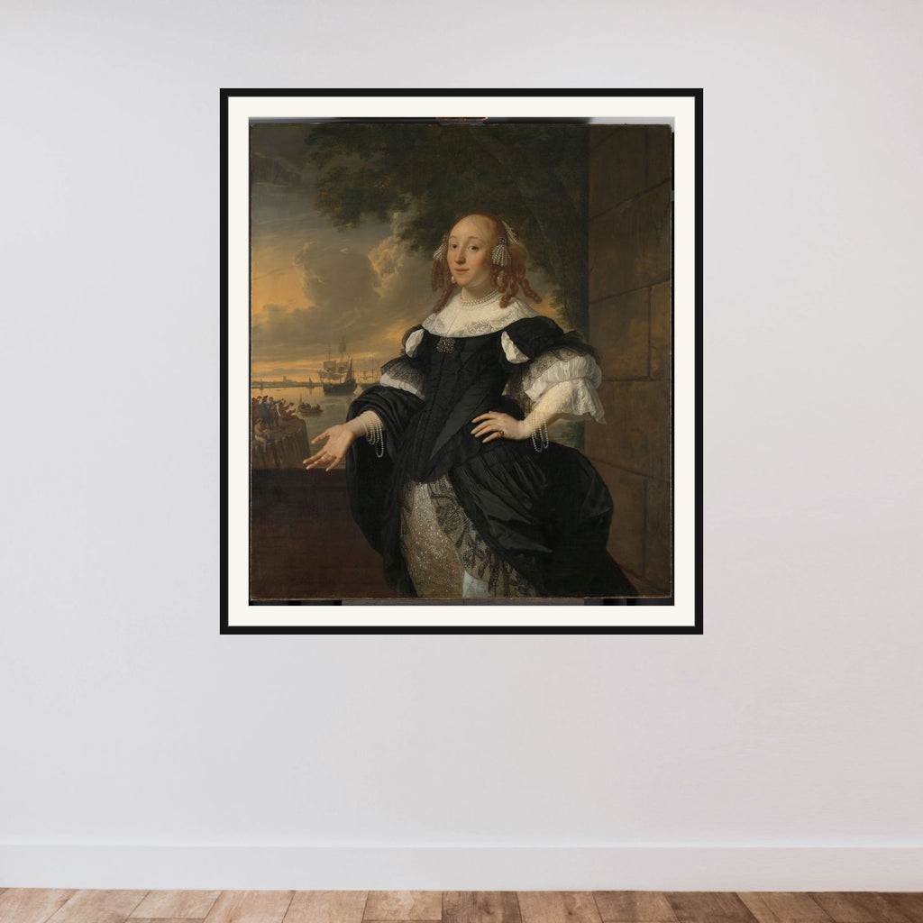 Geertruida den Dubbelde (1647-84), Wife of Aert van Nes framed — shown to scale