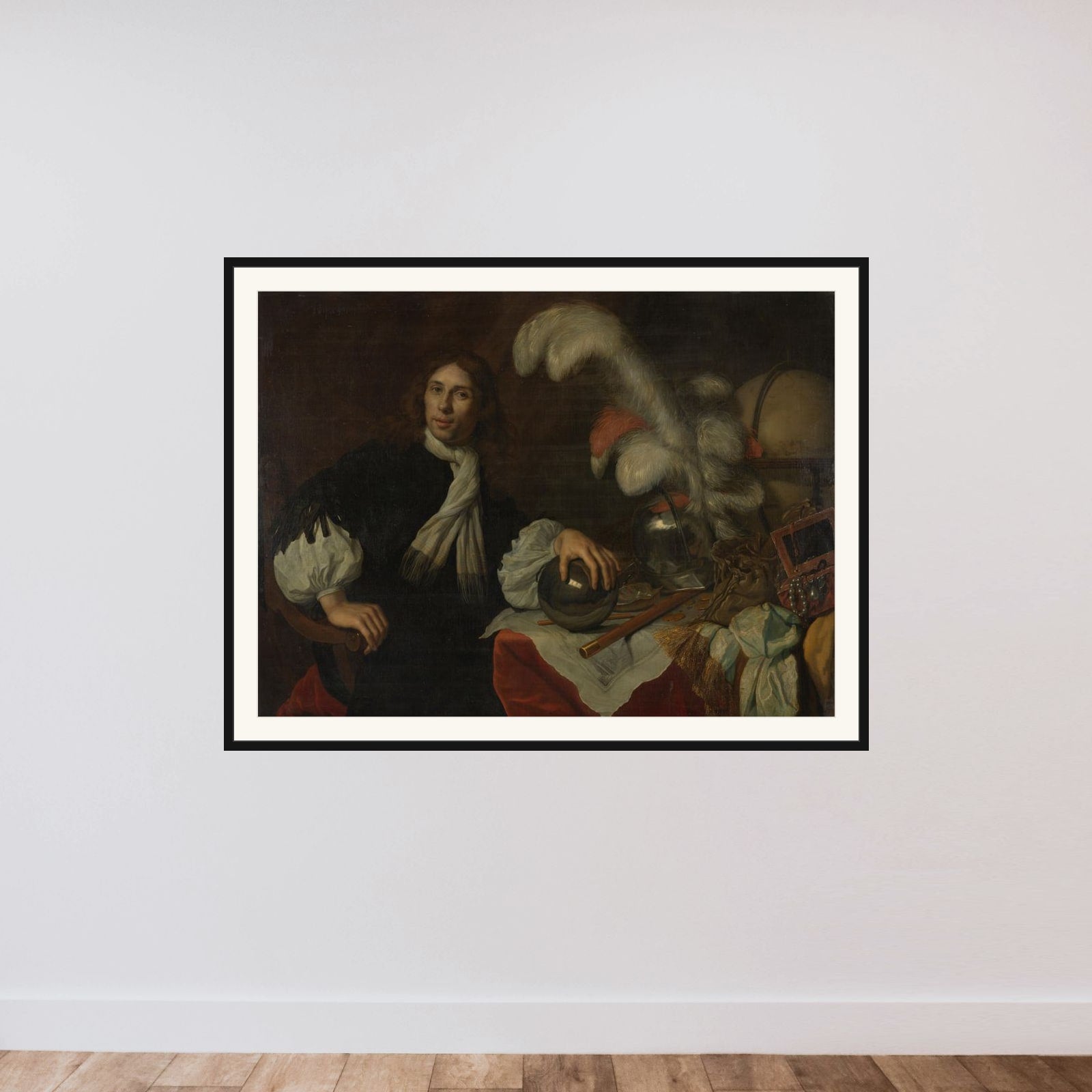 Posthumous Portrait of Aucke Stellingwerff, Admiral of Friesland, Killed in 1665 at Lowestoft by a Cannonball framed — shown to scale