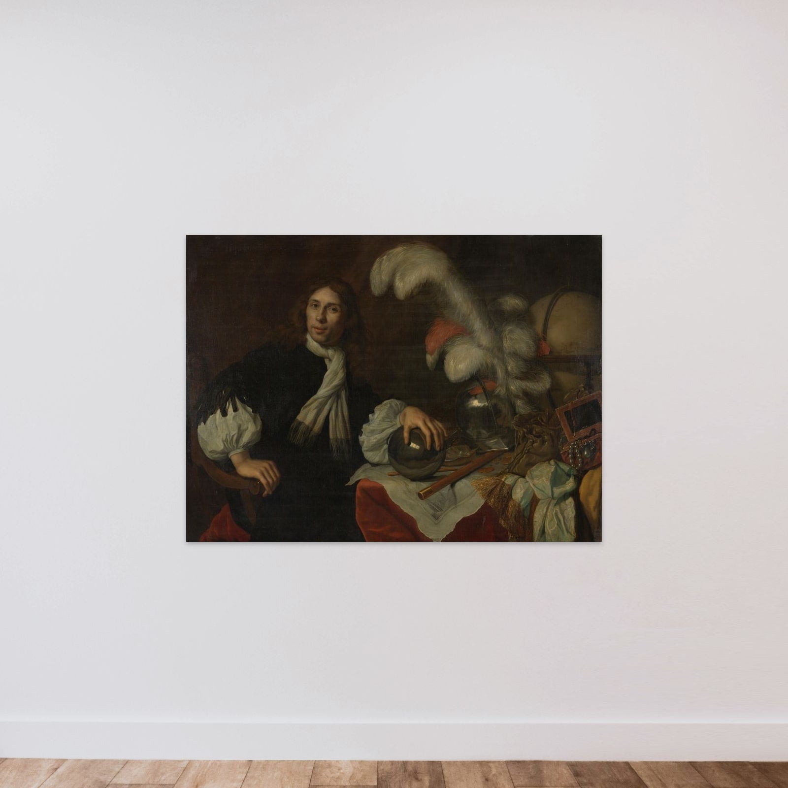 Posthumous Portrait of Aucke Stellingwerff, Admiral of Friesland, Killed in 1665 at Lowestoft by a Cannonball unframed — shown to scale
