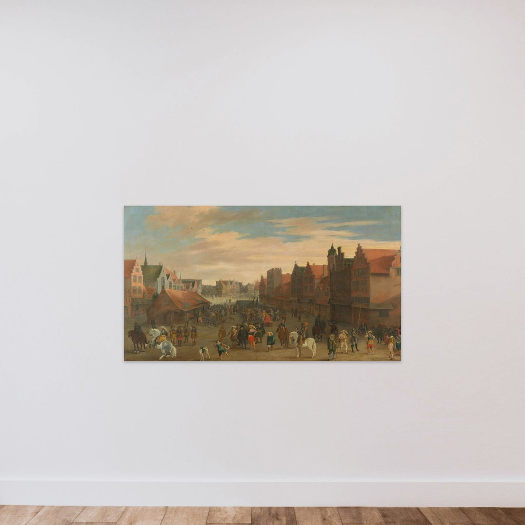 The Disbanding of the 'Waardgelders' (Mercenaries in the Pay of the Town Government) by Prince Maurits on the Neude, Utrecht, 31 July 1618 unframed — shown to scale