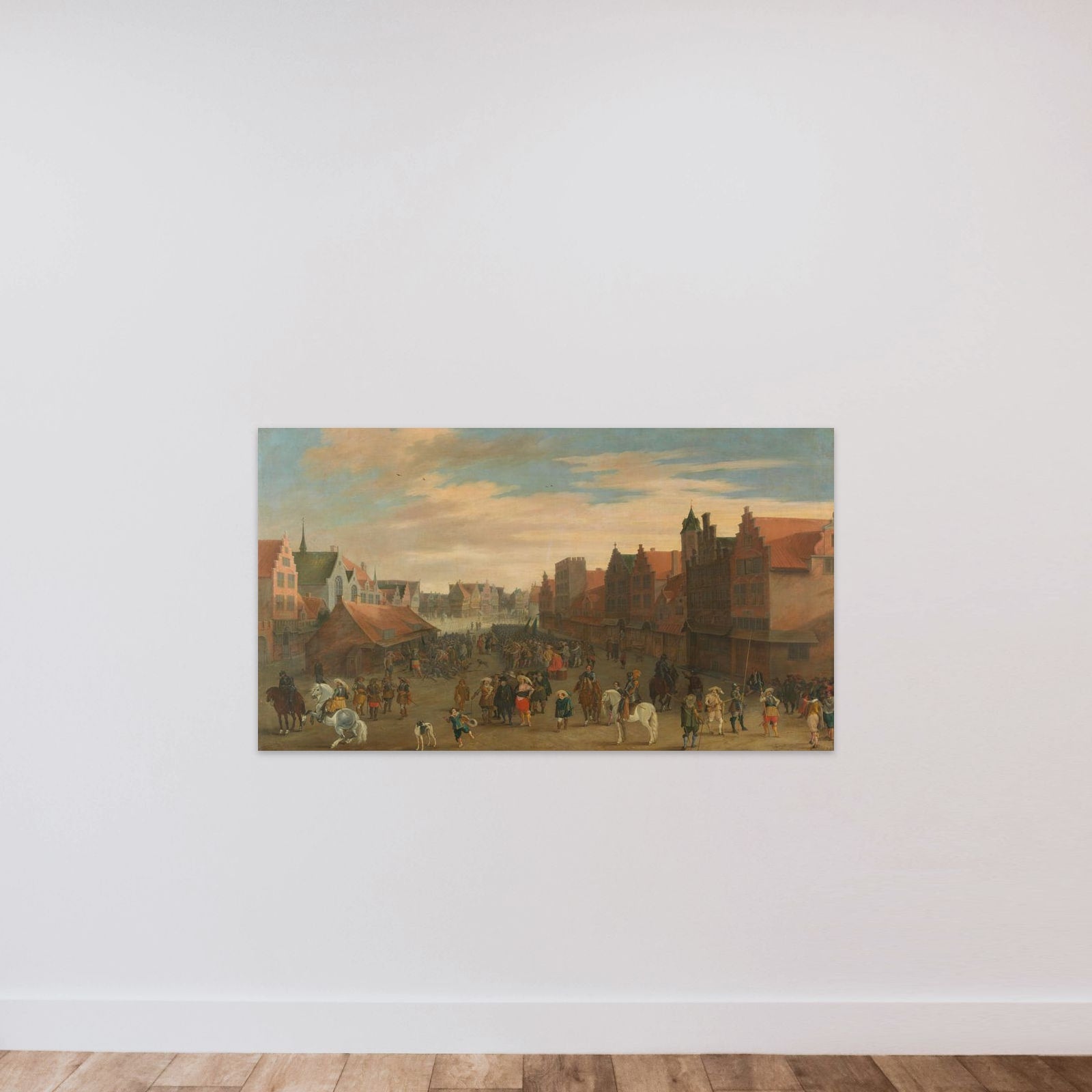 The Disbanding of the 'Waardgelders' (Mercenaries in the Pay of the Town Government) by Prince Maurits on the Neude, Utrecht, 31 July 1618 unframed — shown to scale
