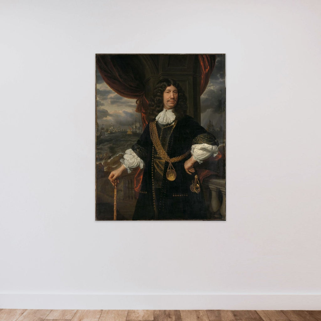 Portrait of Mattheus van den Broucke (1620-1685). Councillor of the Indies unframed — shown to scale
