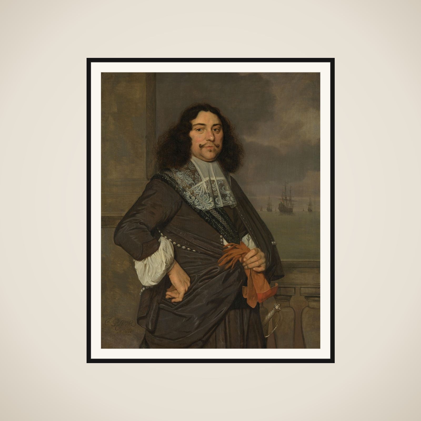 Jan van Nes (1631-80), Vice admiral of Holland and West-Friesland framed
