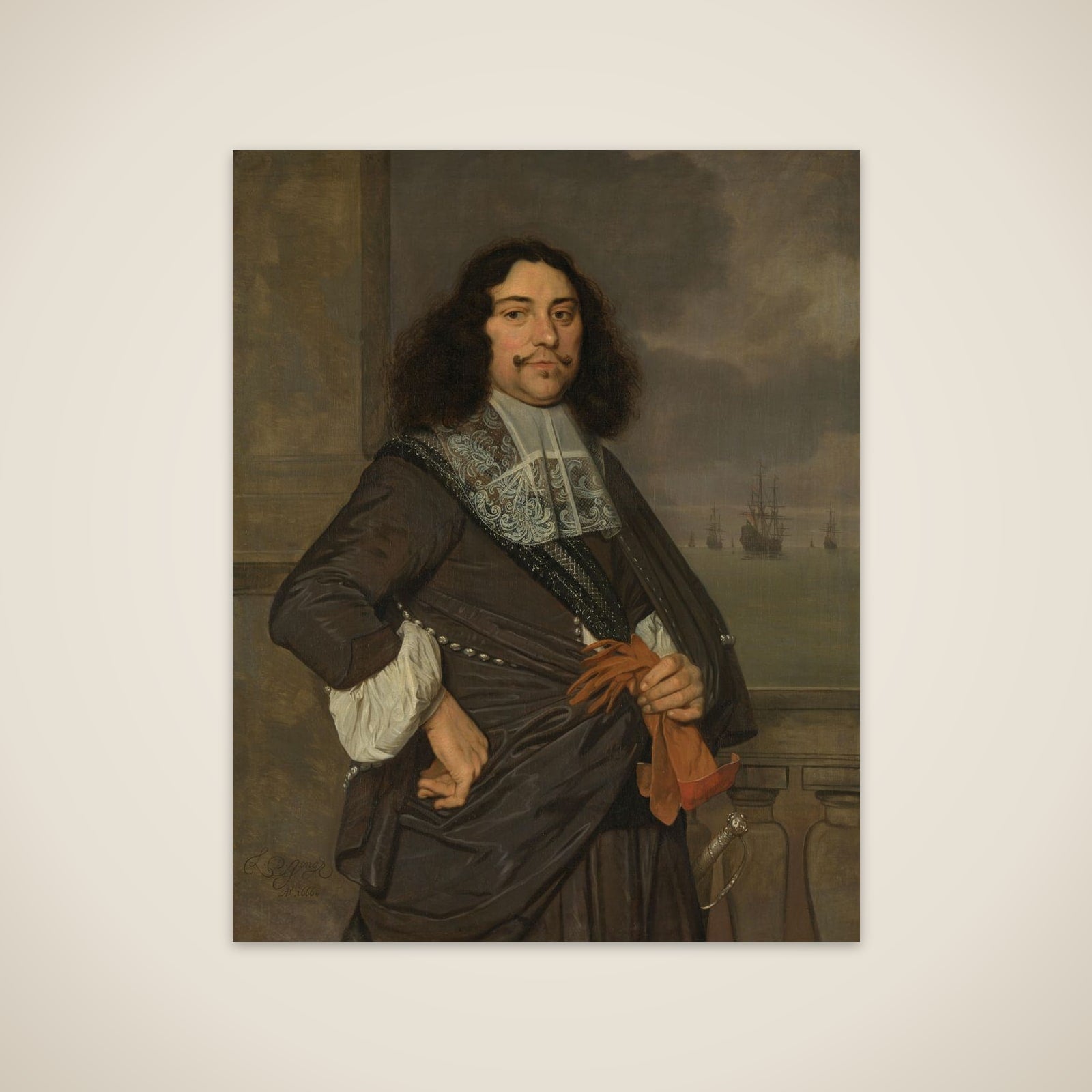 Jan van Nes (1631-80), Vice admiral of Holland and West-Friesland unframed print