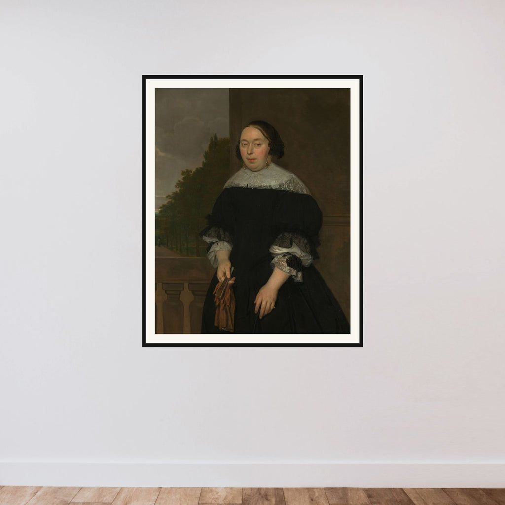 Aletta van Ravensberg (1635-77), Wife of Jan van Nes framed — shown to scale