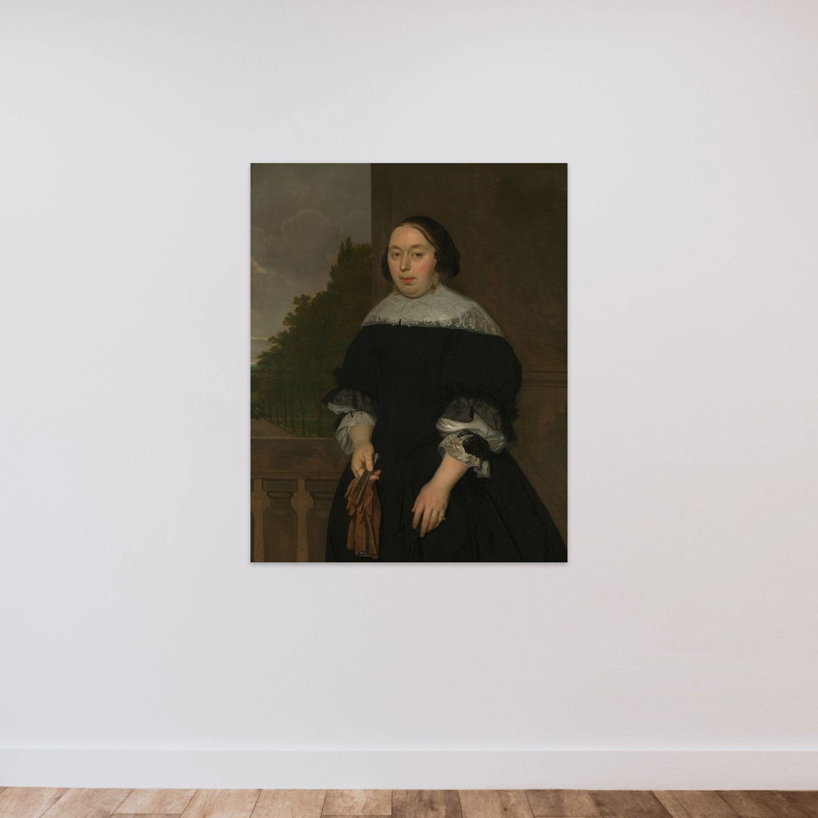 Aletta van Ravensberg (1635-77), Wife of Jan van Nes unframed — shown to scale