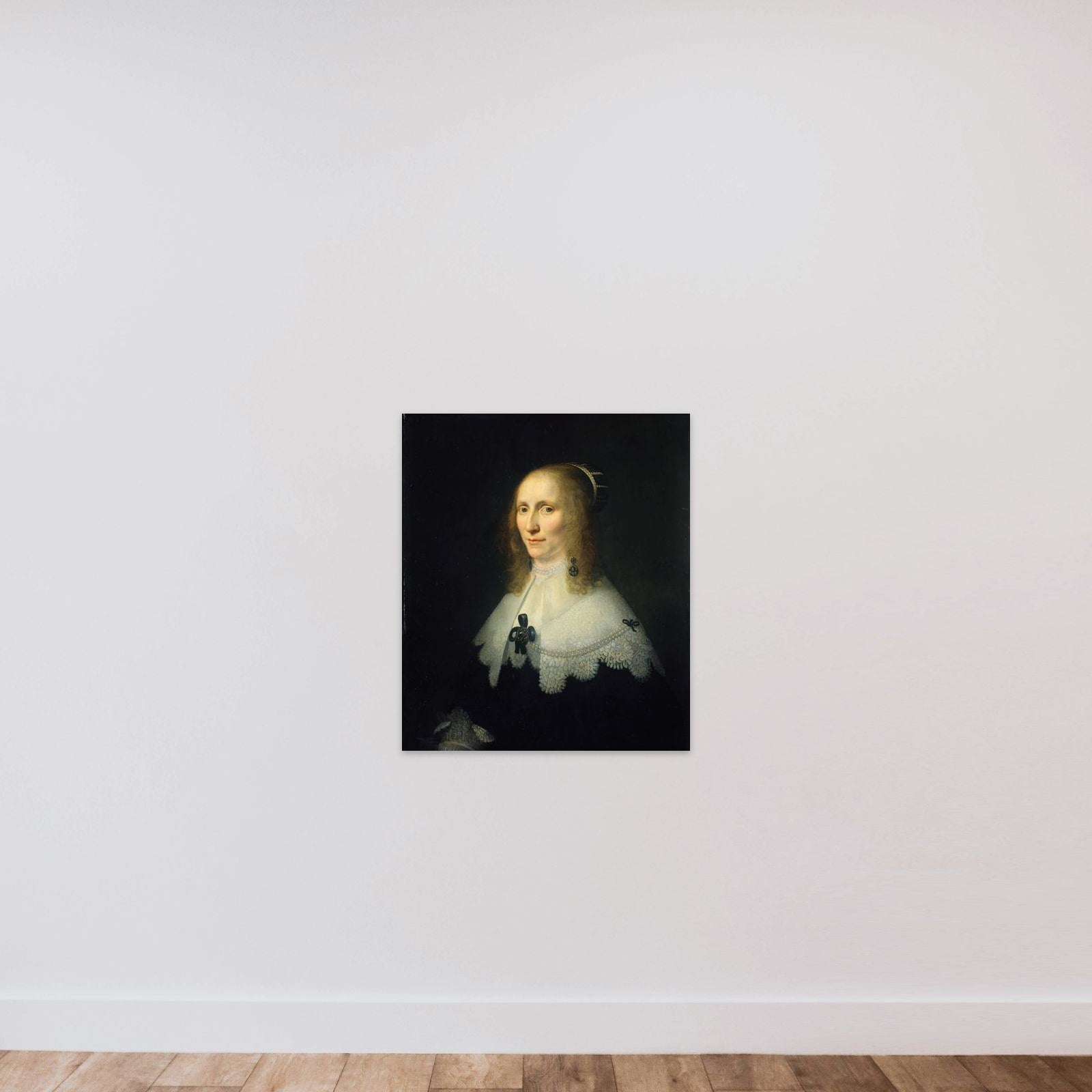 Portrait of Cornelia Tedingh van Berckhout (1614-80) unframed — shown to scale