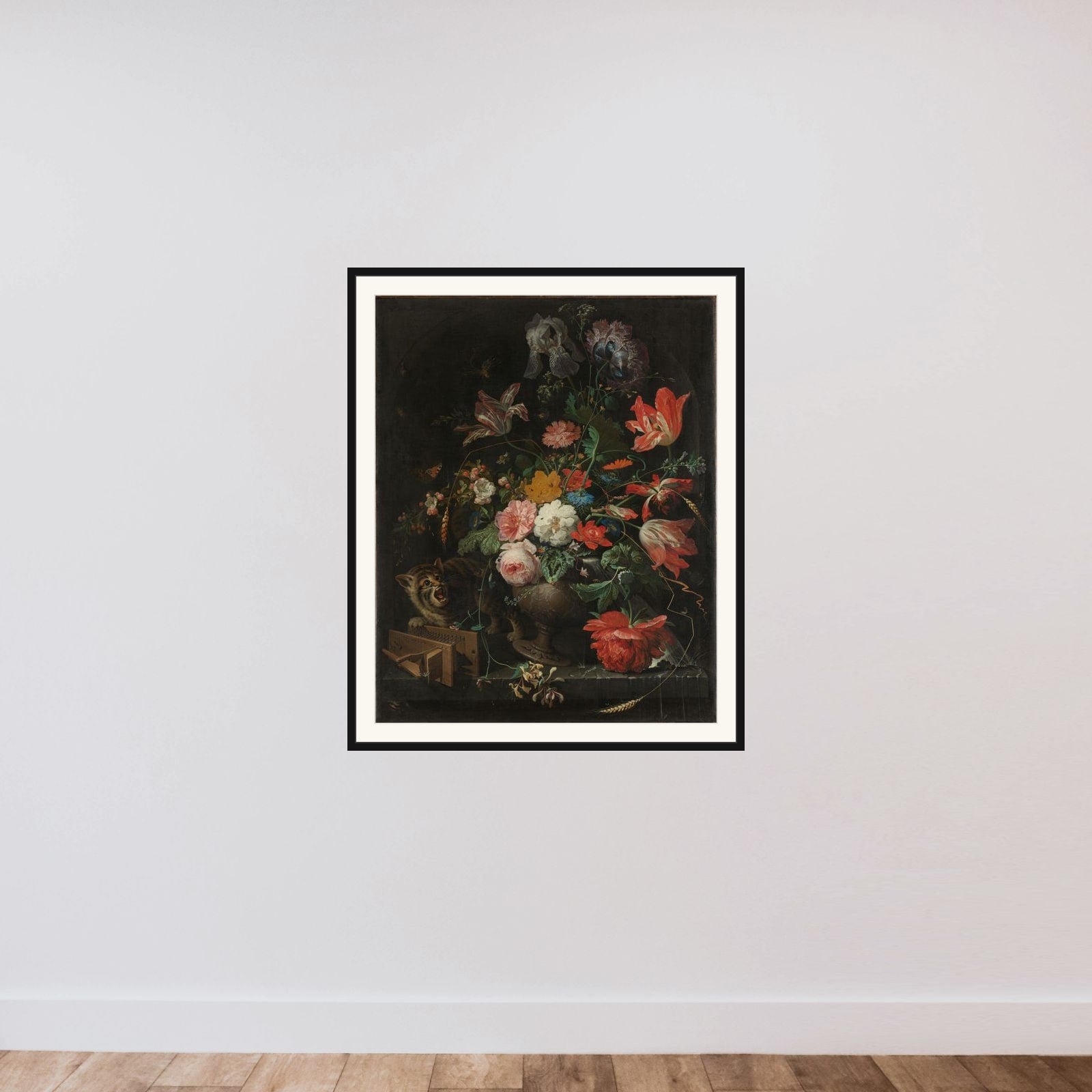 The Overturned Bouquet framed — shown to scale
