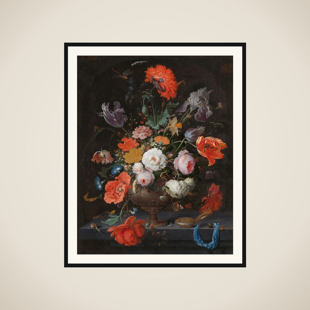 Still Life with Flowers and a Watch framed