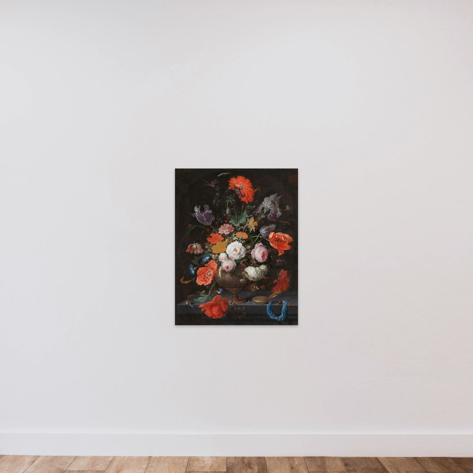 Still Life with Flowers and a Watch unframed — shown to scale