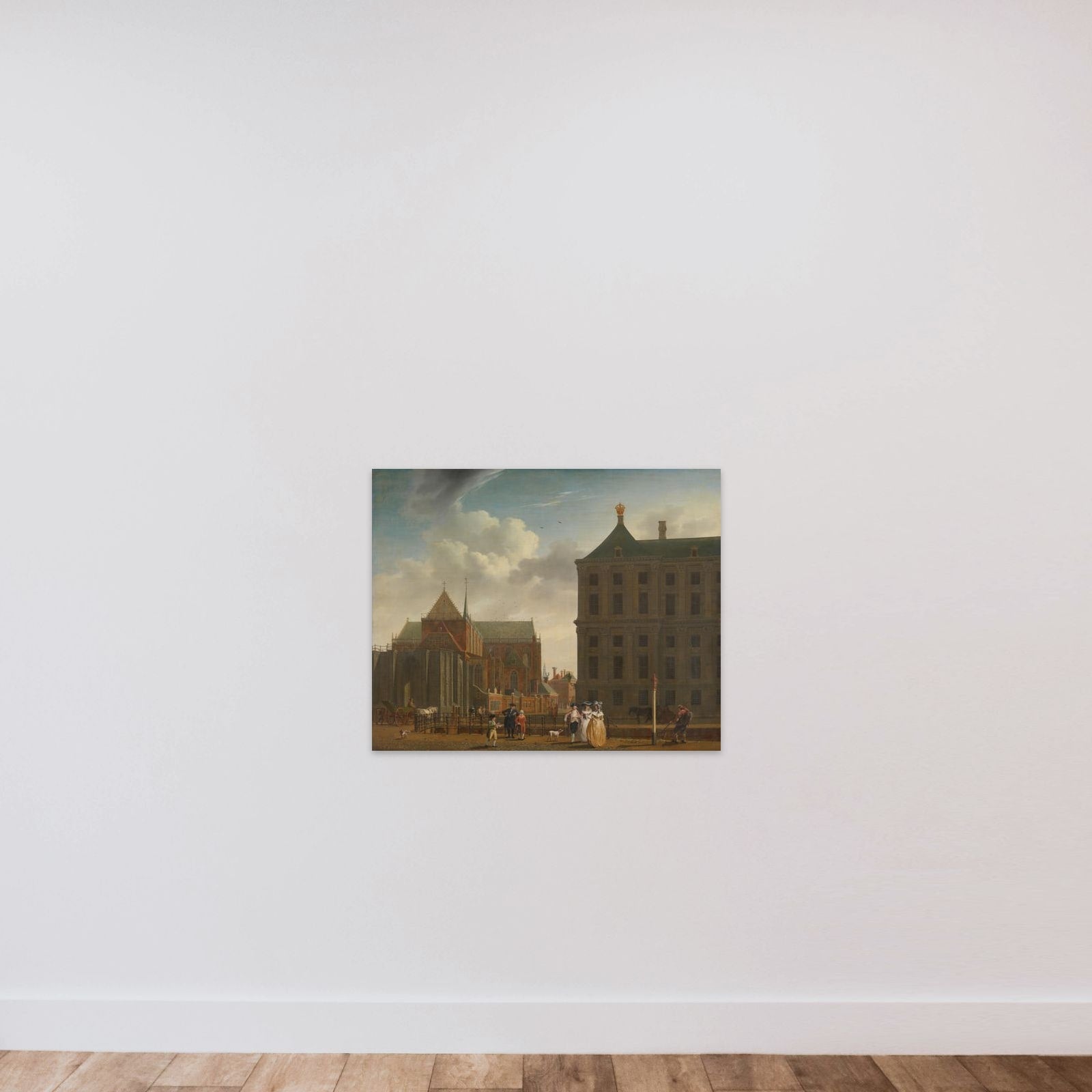 The Nieuwe Kerk and the Town Hall on the Dam in Amsterdam unframed — shown to scale