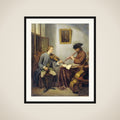 A Violinist and a Flutist Playing Music together (The Musicians) framed