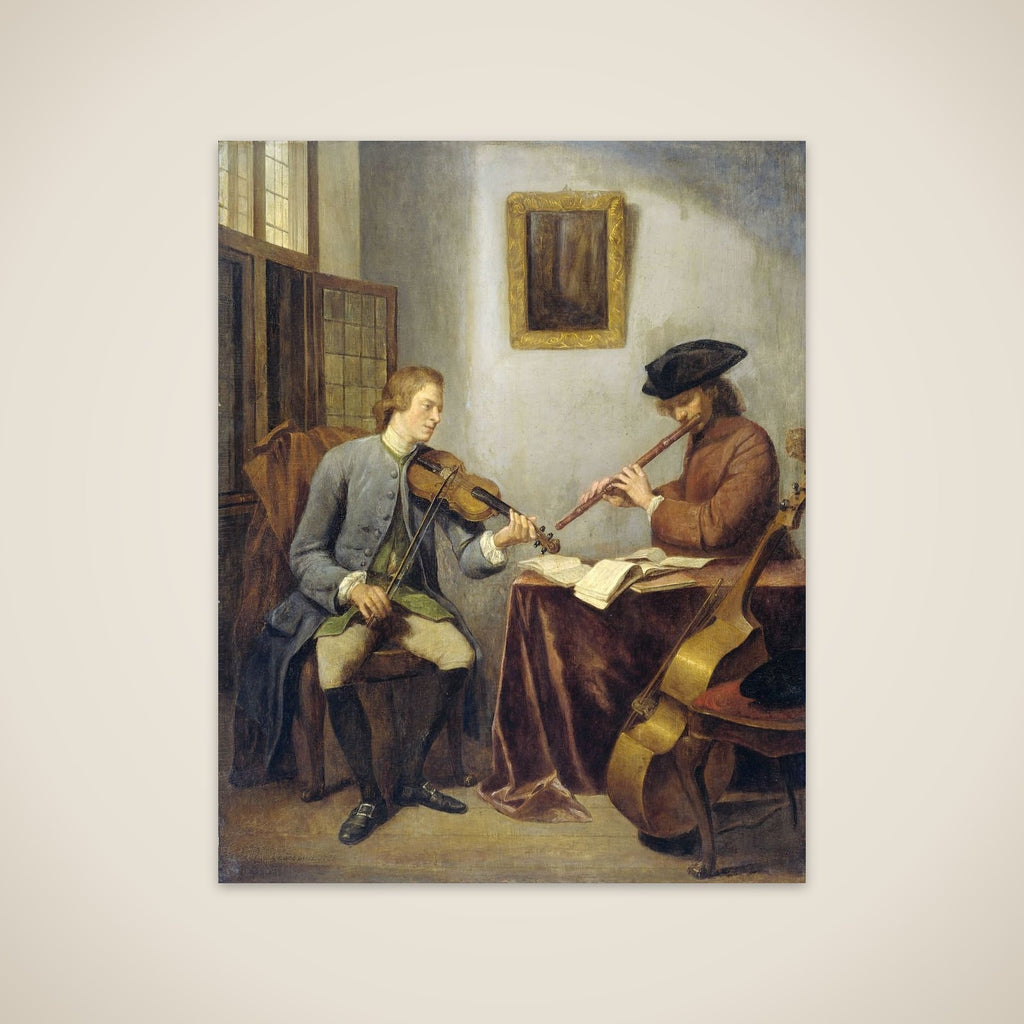 A Violinist and a Flutist Playing Music together (The Musicians) unframed print