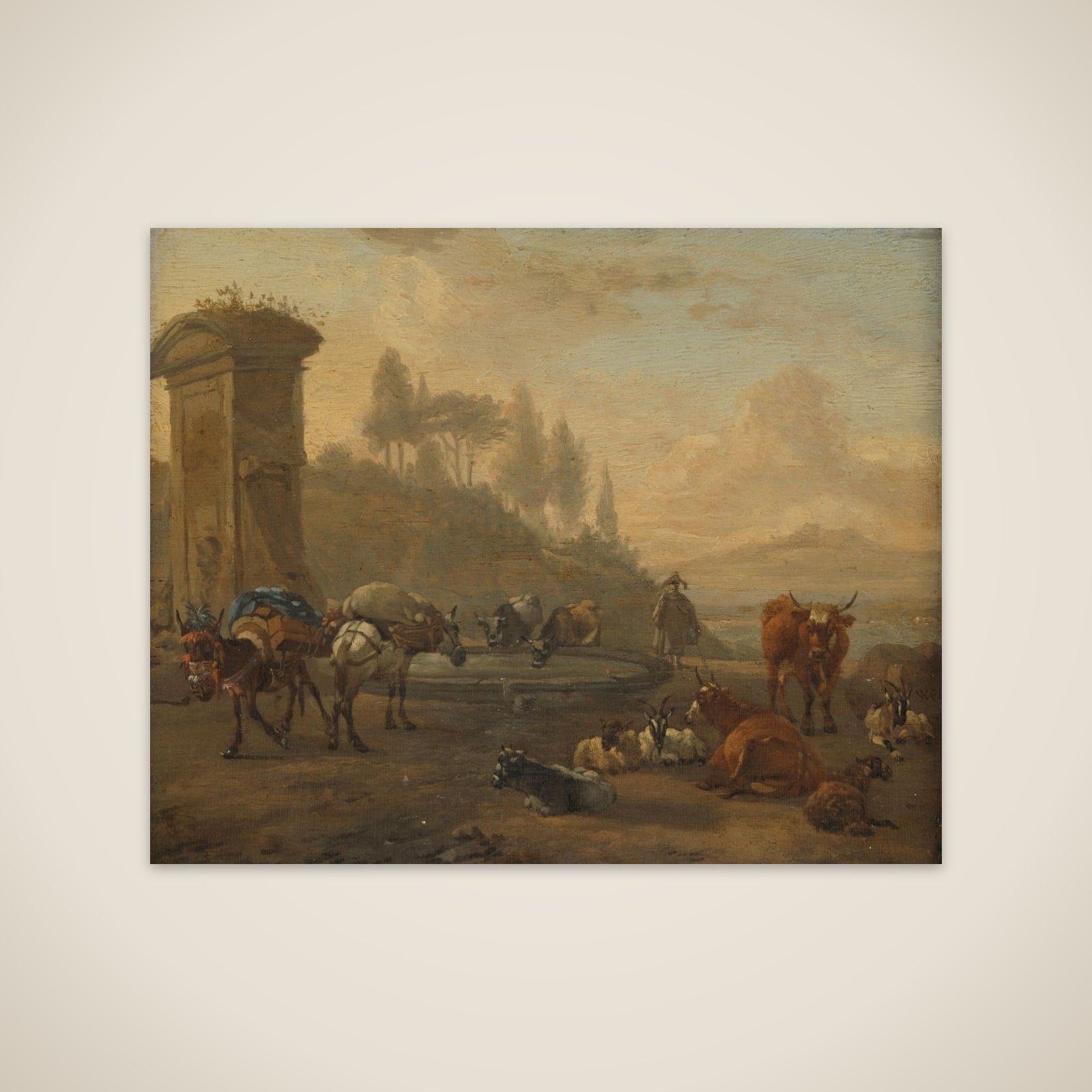 Livestock by a Fountain unframed print