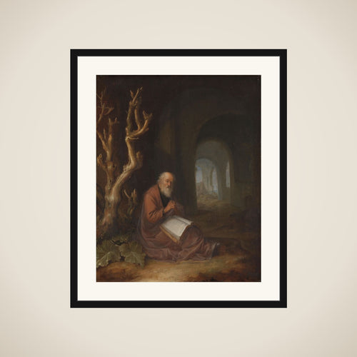A Hermit Praying in a Ruin framed