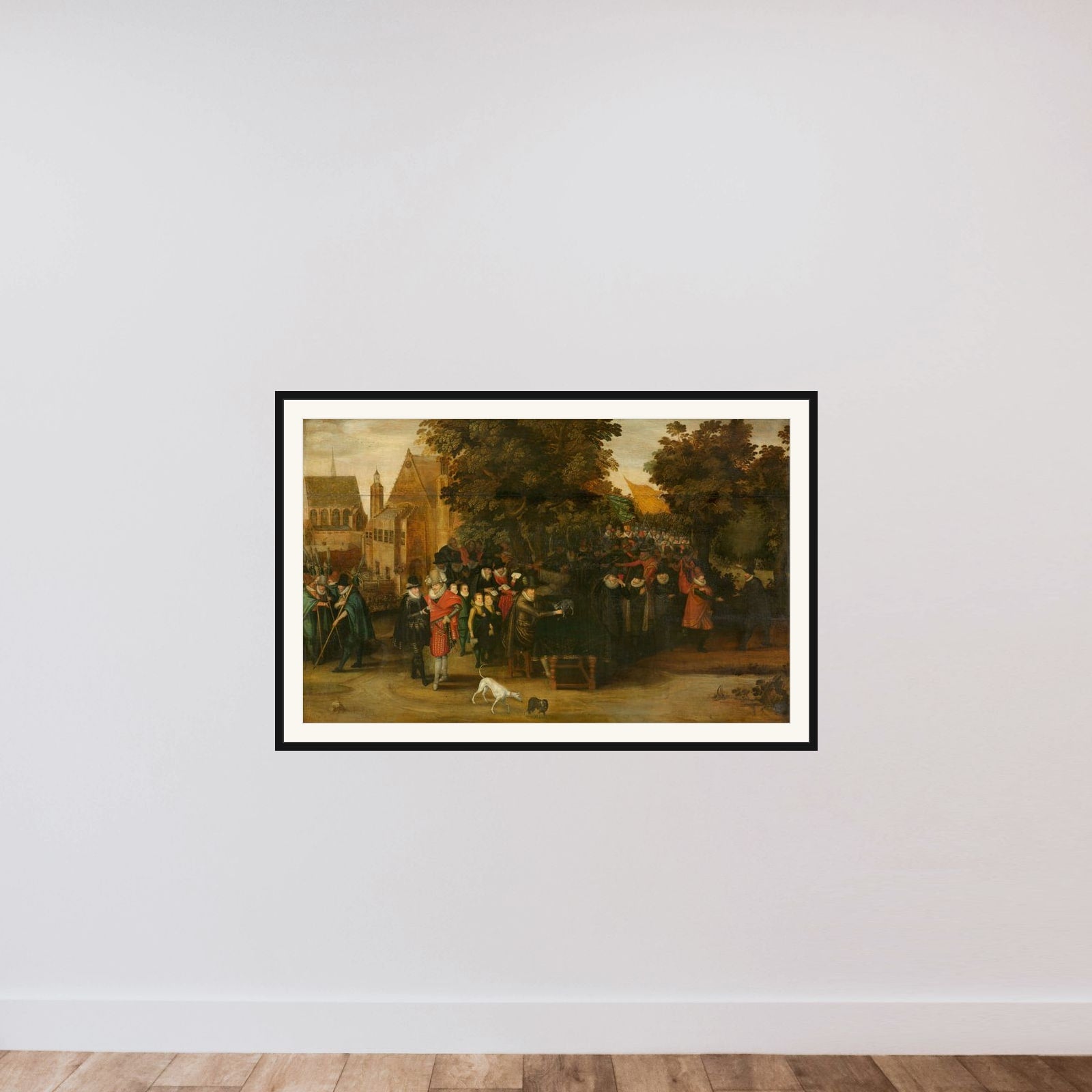 Satirical Show on Dutch Politics around 1619 framed — shown to scale