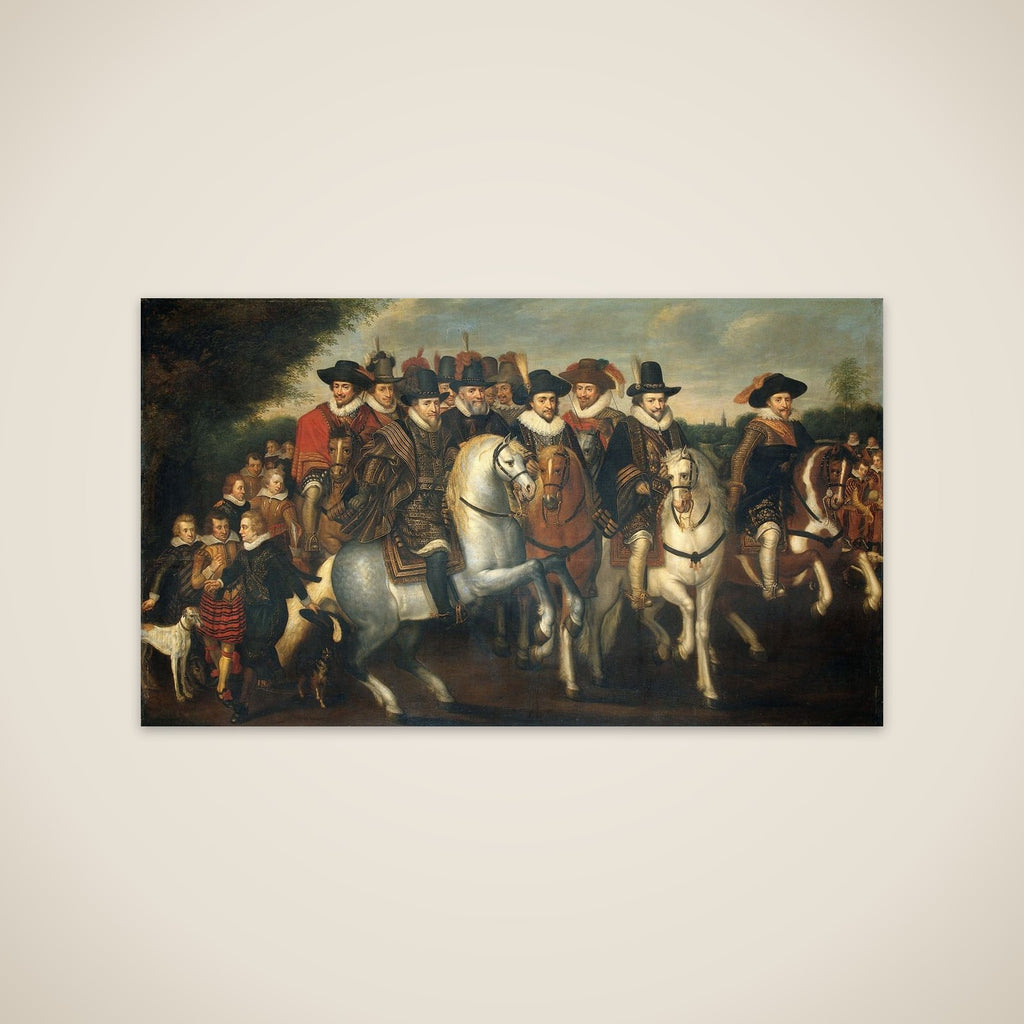 Prince Maurice Accompanied by his two Brothers, Frederick V, Elector Palatine, and Counts of Nassau on Horseback unframed print