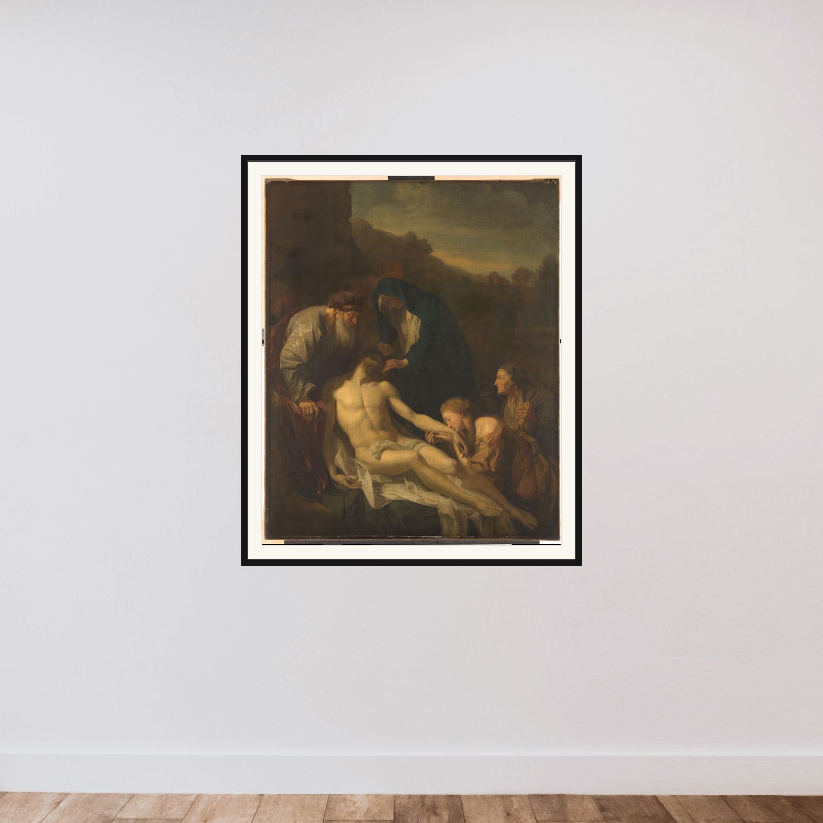 The Entombment framed — shown to scale