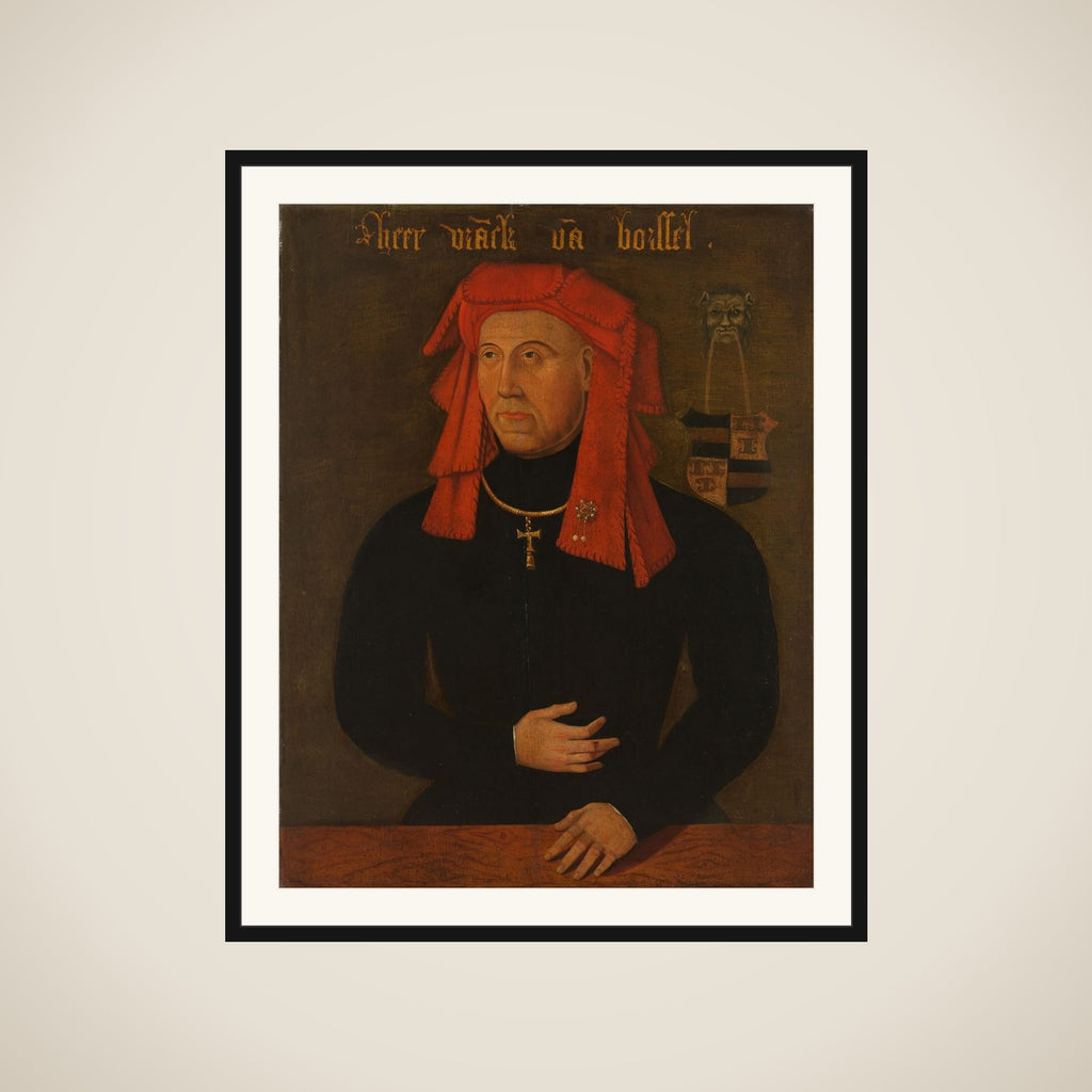 Portrait of Frank van Borselen, Lord of Sint Maartensdijk and Stadtholder of Holland, fourth Husband of Jacoba of Bavaria, Countess of Holland and Zeeland (Jacqueline, Countess of Hainaut) framed