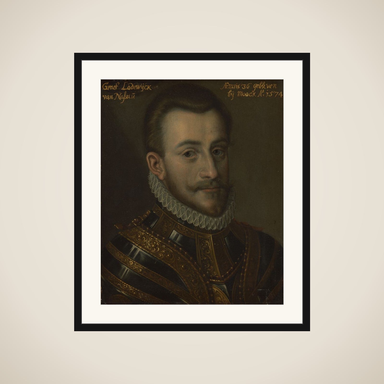 Portrait of Lodewijk (1538-74), Count of Nassau framed