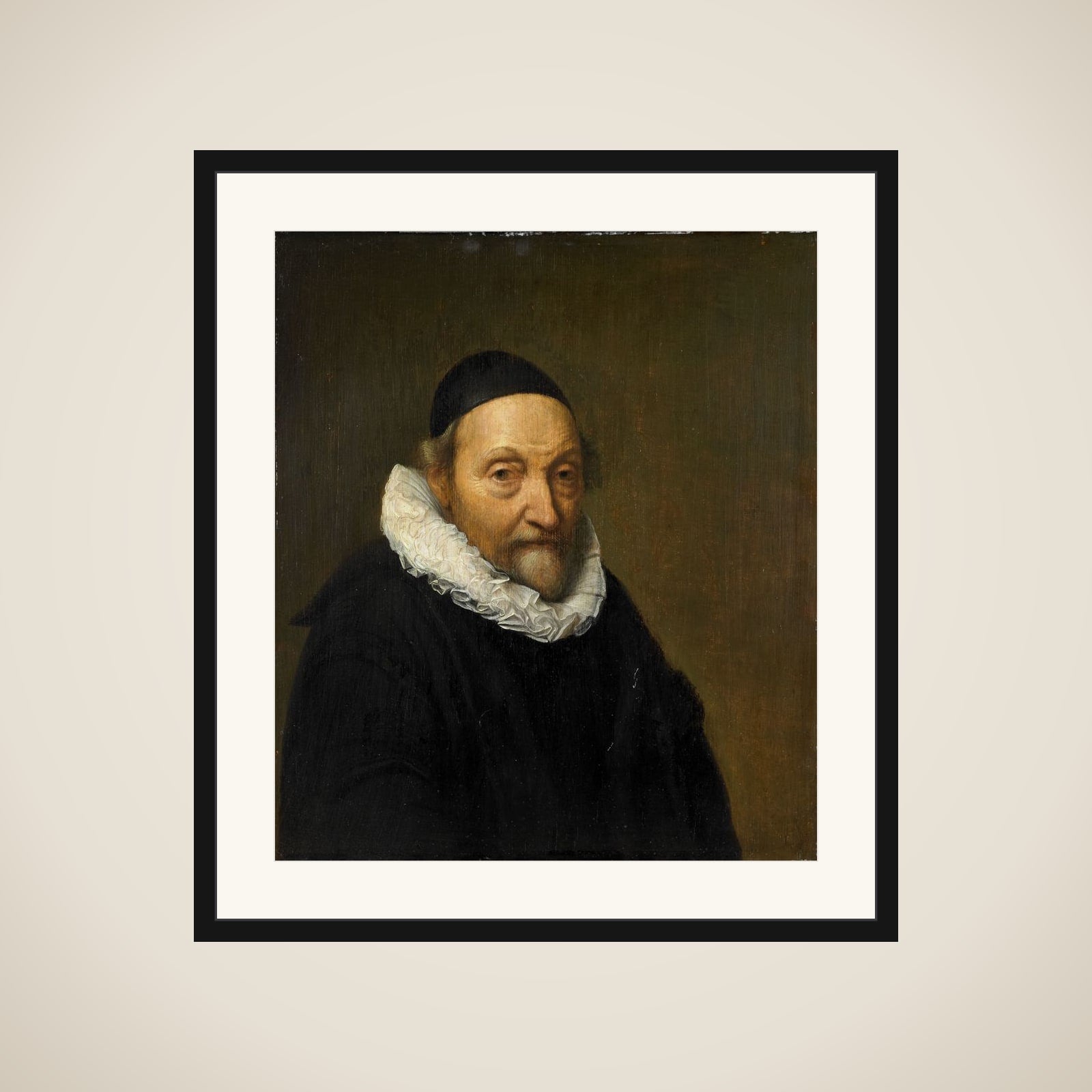Portrait of Johannes Wtenbogaert (1557-1644) framed