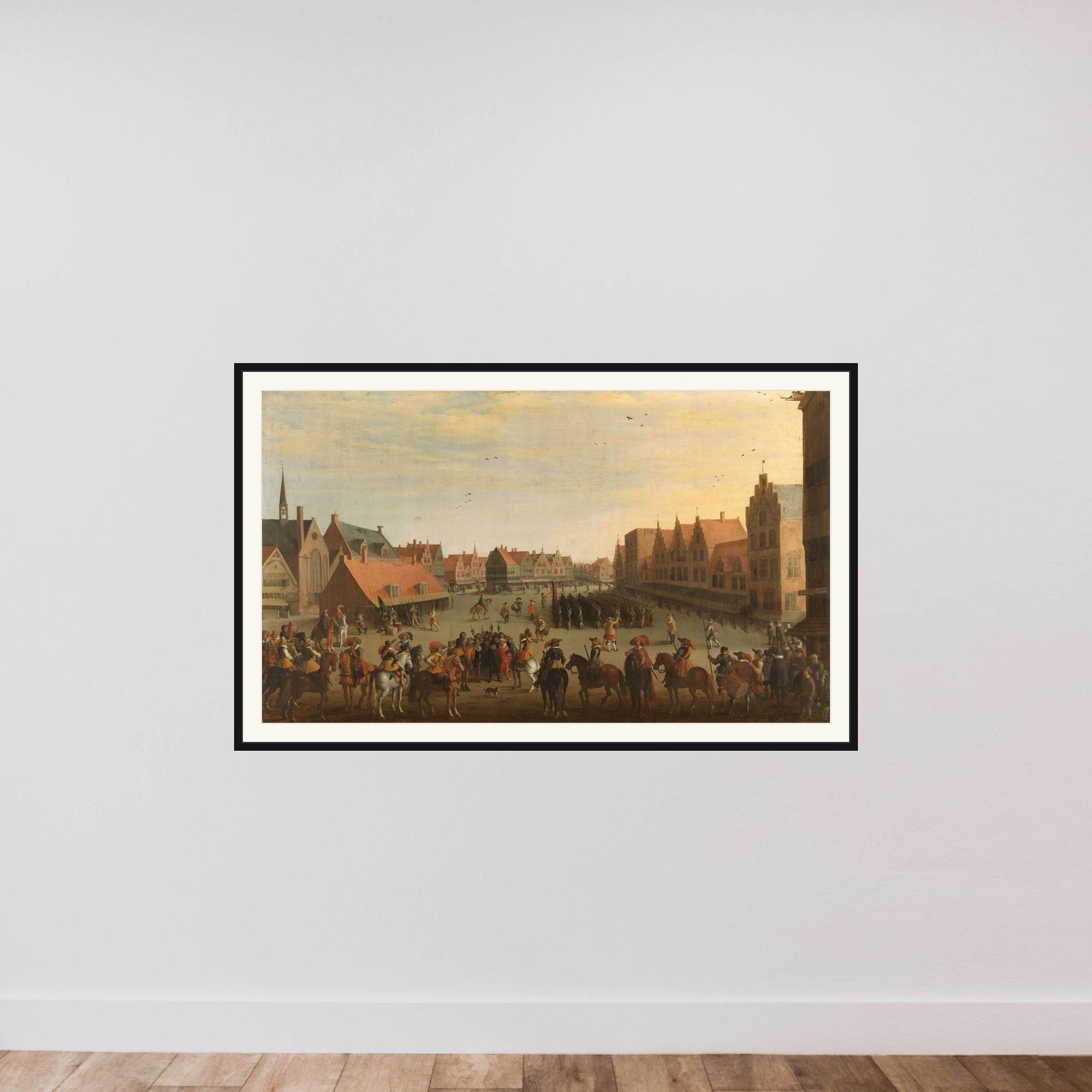 The Disbanding of the 'Waardgelders' (Mercenaries in the Pay of the Town Government) by Prince Maurits in Utrecht, 31 July 1618 framed — shown to scale