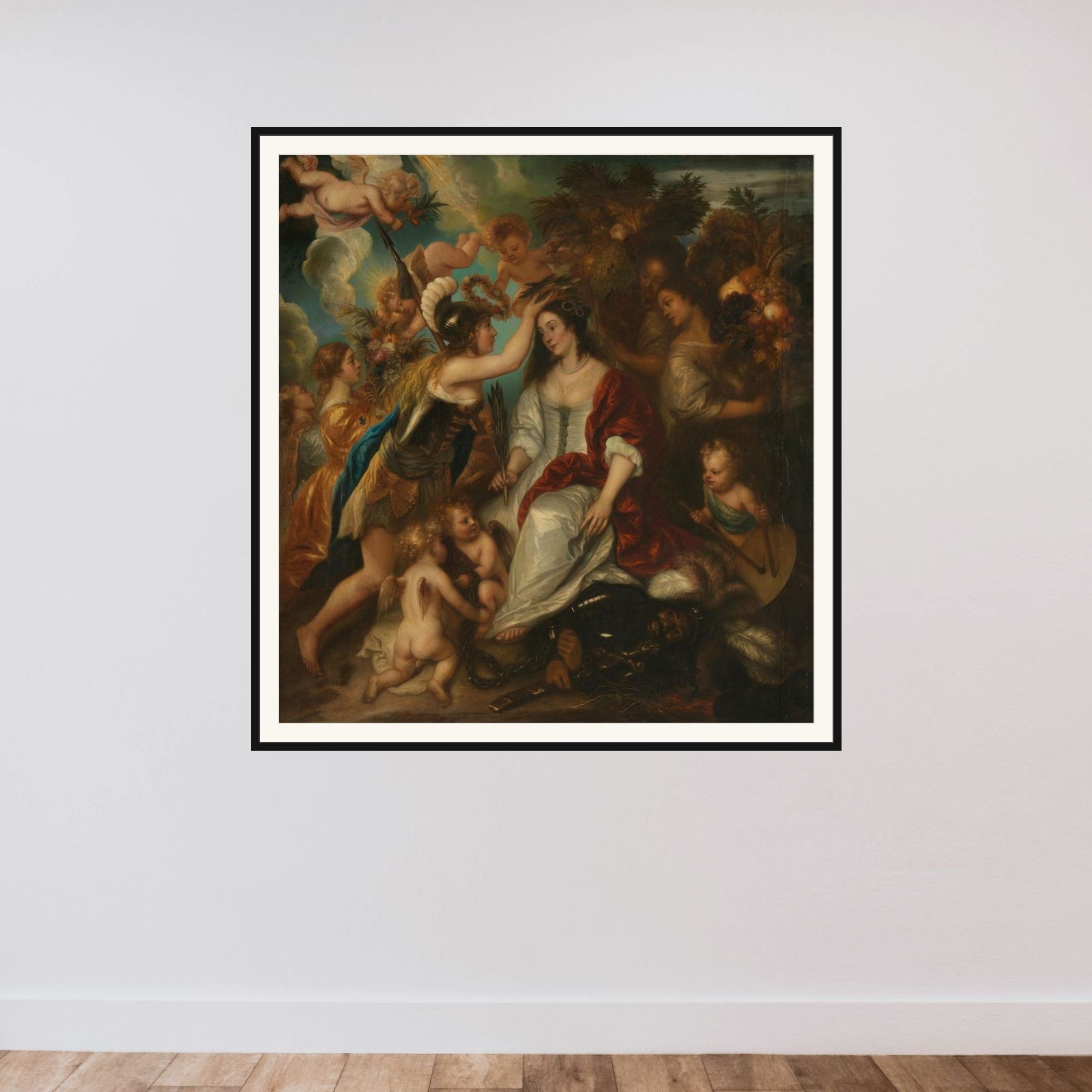 Allegory of Peace framed — shown to scale