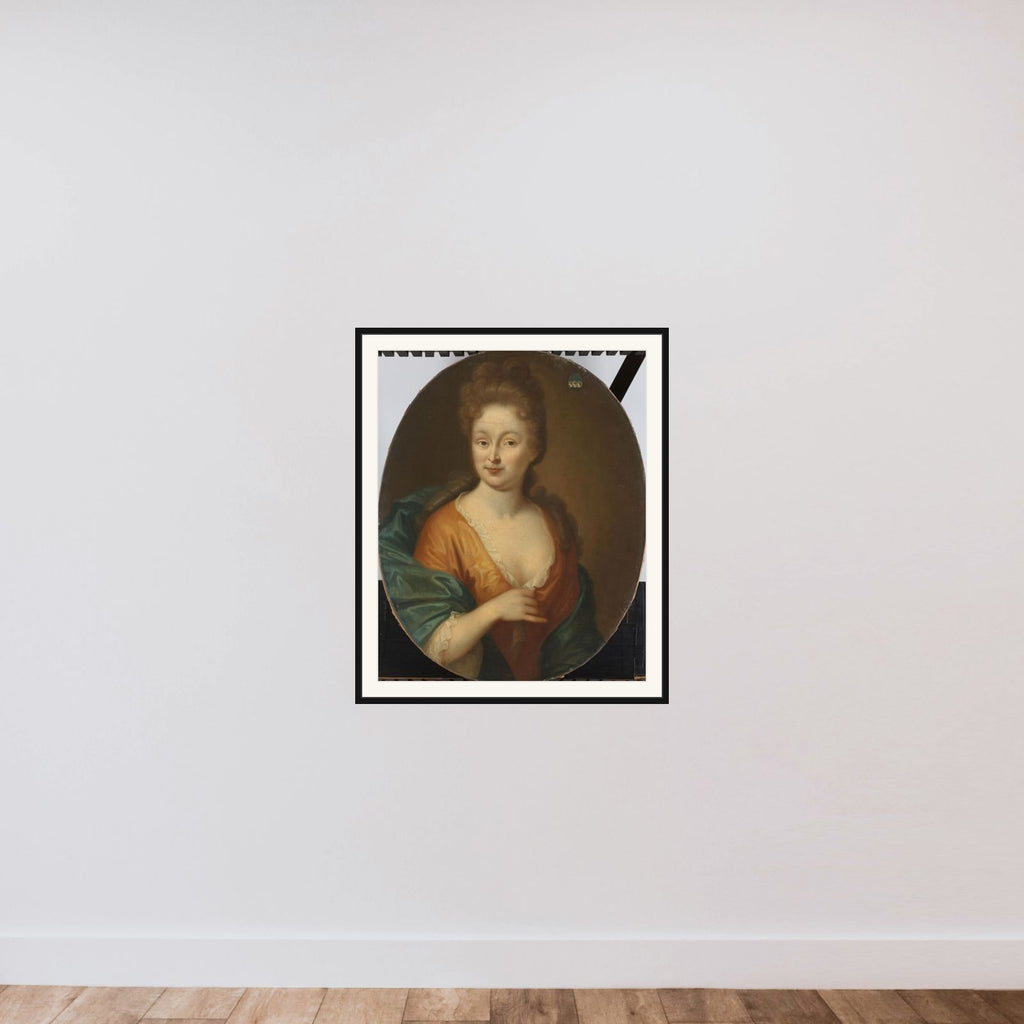 Portrait of a Woman, possibly Elisabeth Hollaer, Wife of Theodorus Rijswijk framed — shown to scale