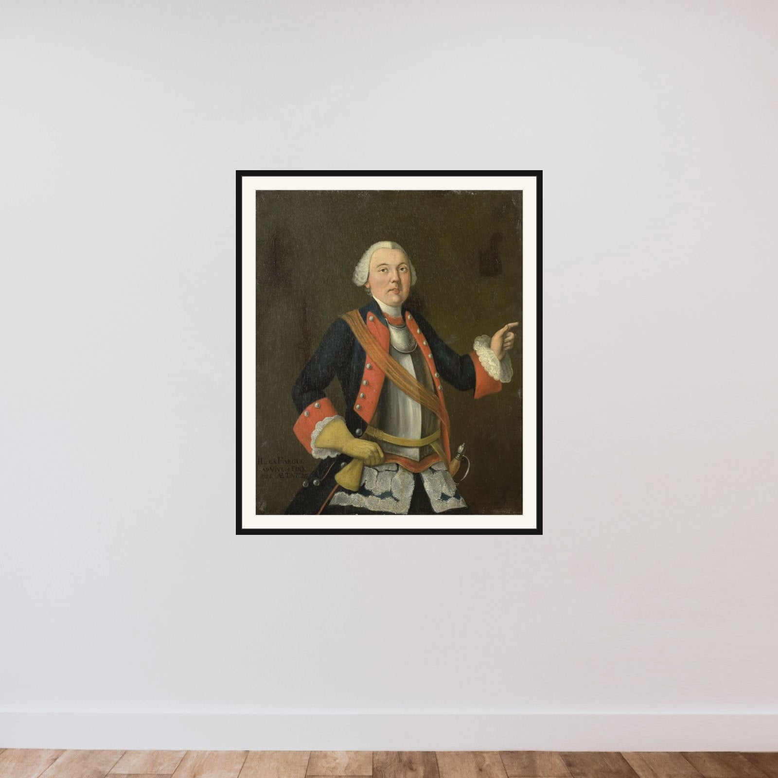 Jan Hendrik van Rijswijk (b 1717) framed — shown to scale