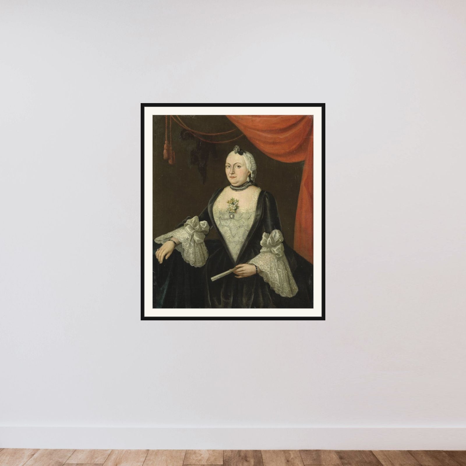 Johanna van Rijswijk (b. 1715), Wife of Jan Hendrik van Rijswijk framed — shown to scale