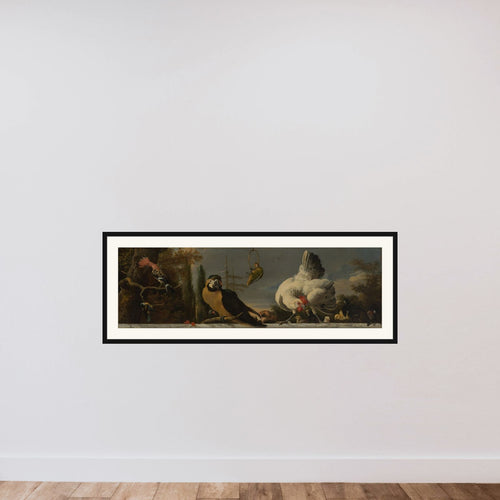 Birds on a Balustrade framed — shown to scale