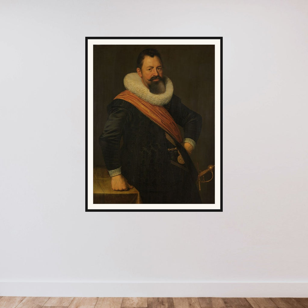 Jochem Hendricksz Swartenhont (1566-1627). Vice Admiral of Holland, Husband of Elisabeth Bas framed — shown to scale