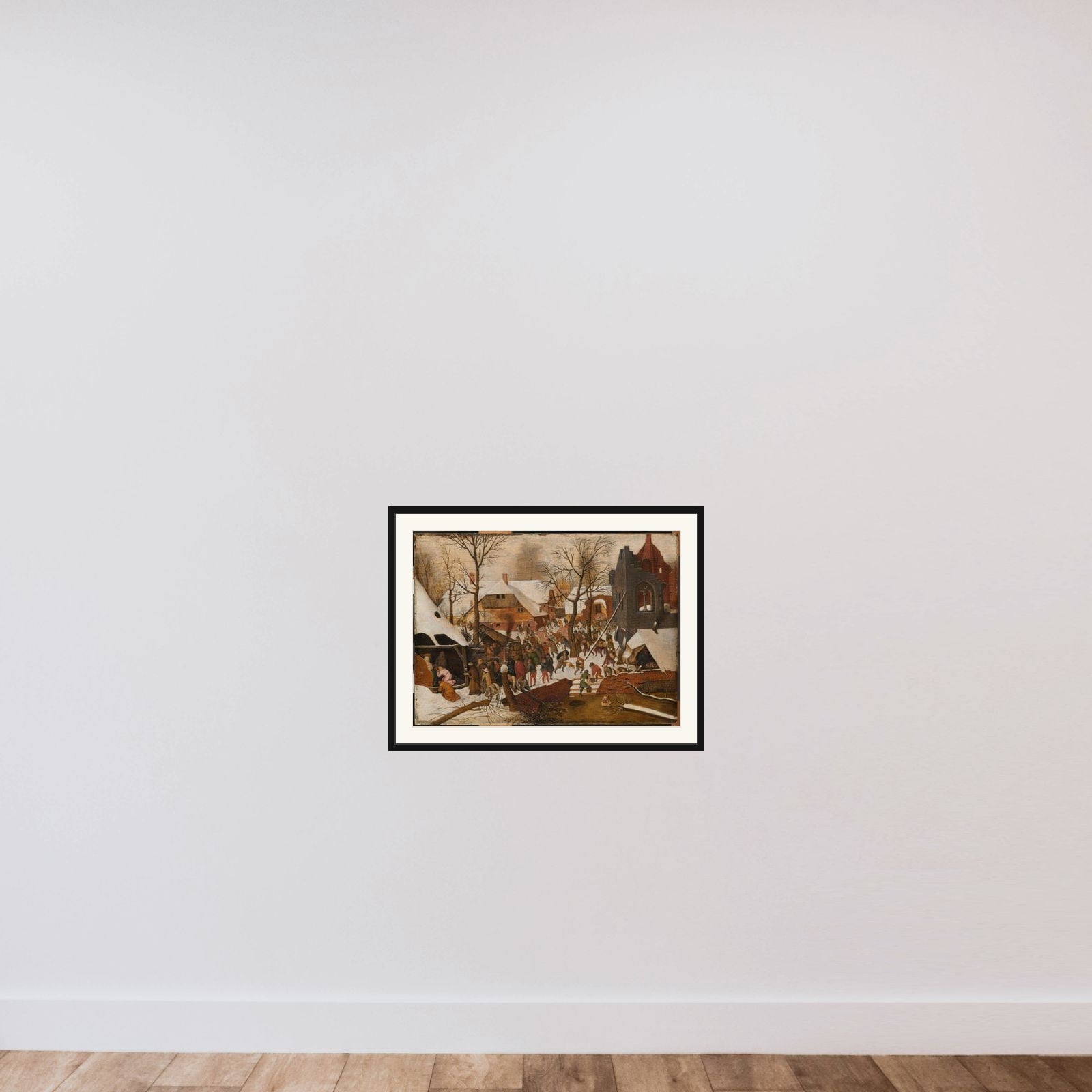 The Adoration of the Magi framed — shown to scale