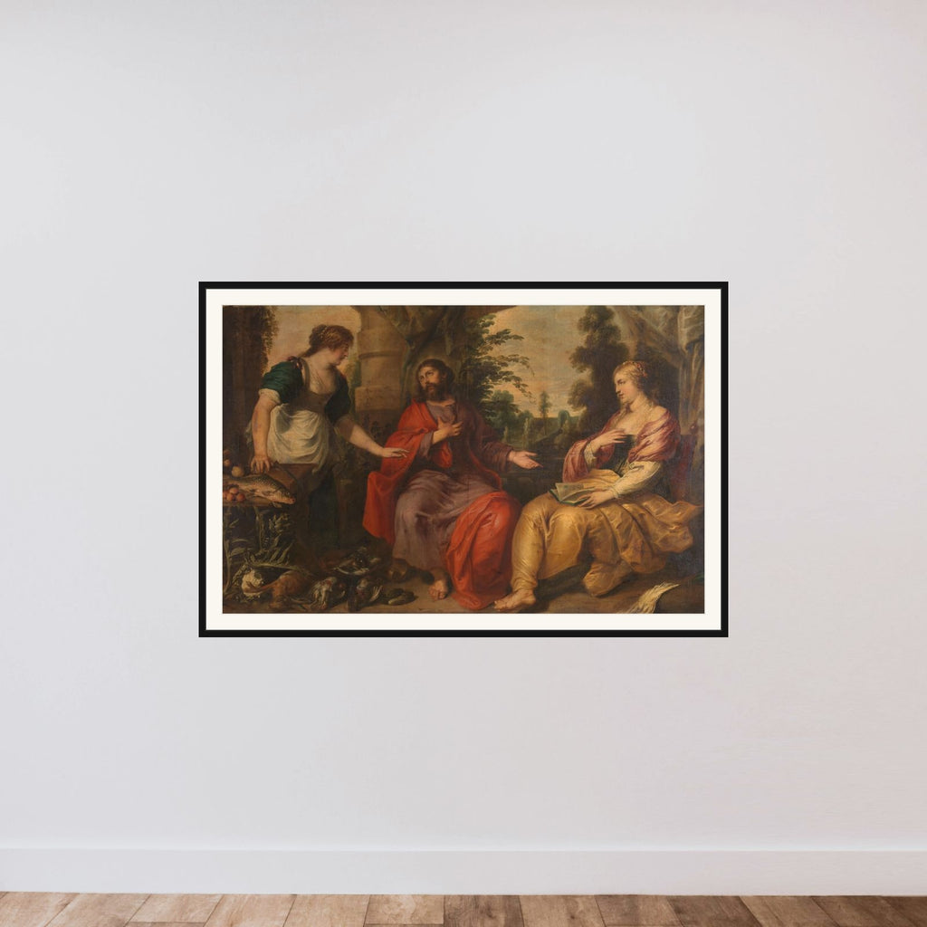 Christ with Martha and Mary framed — shown to scale