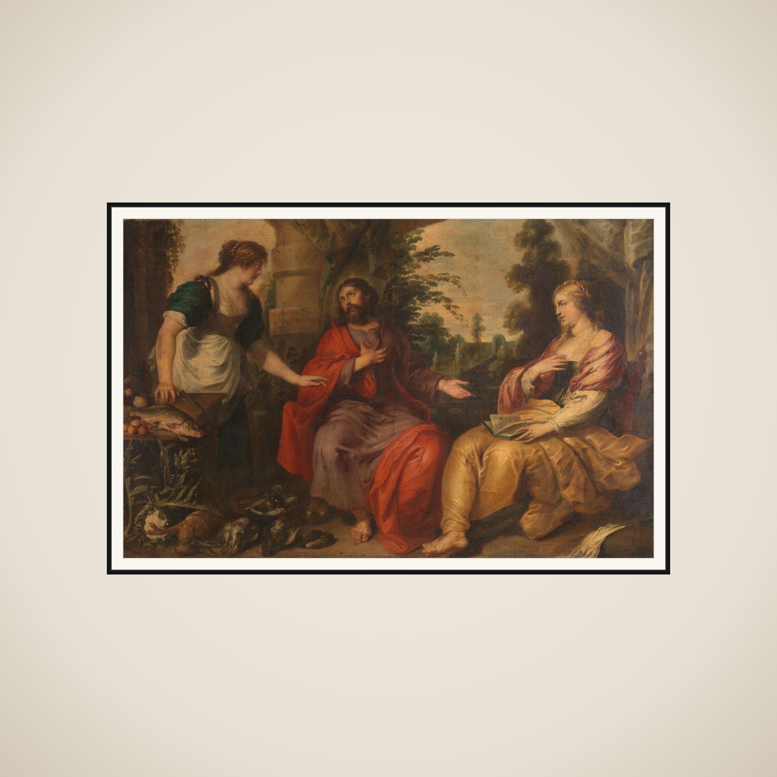 Christ with Martha and Mary framed