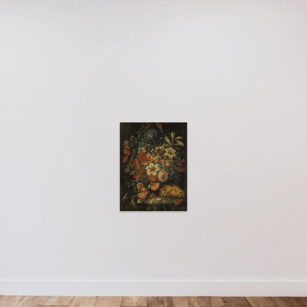 Still Life with Flowers and Fruit unframed — shown to scale