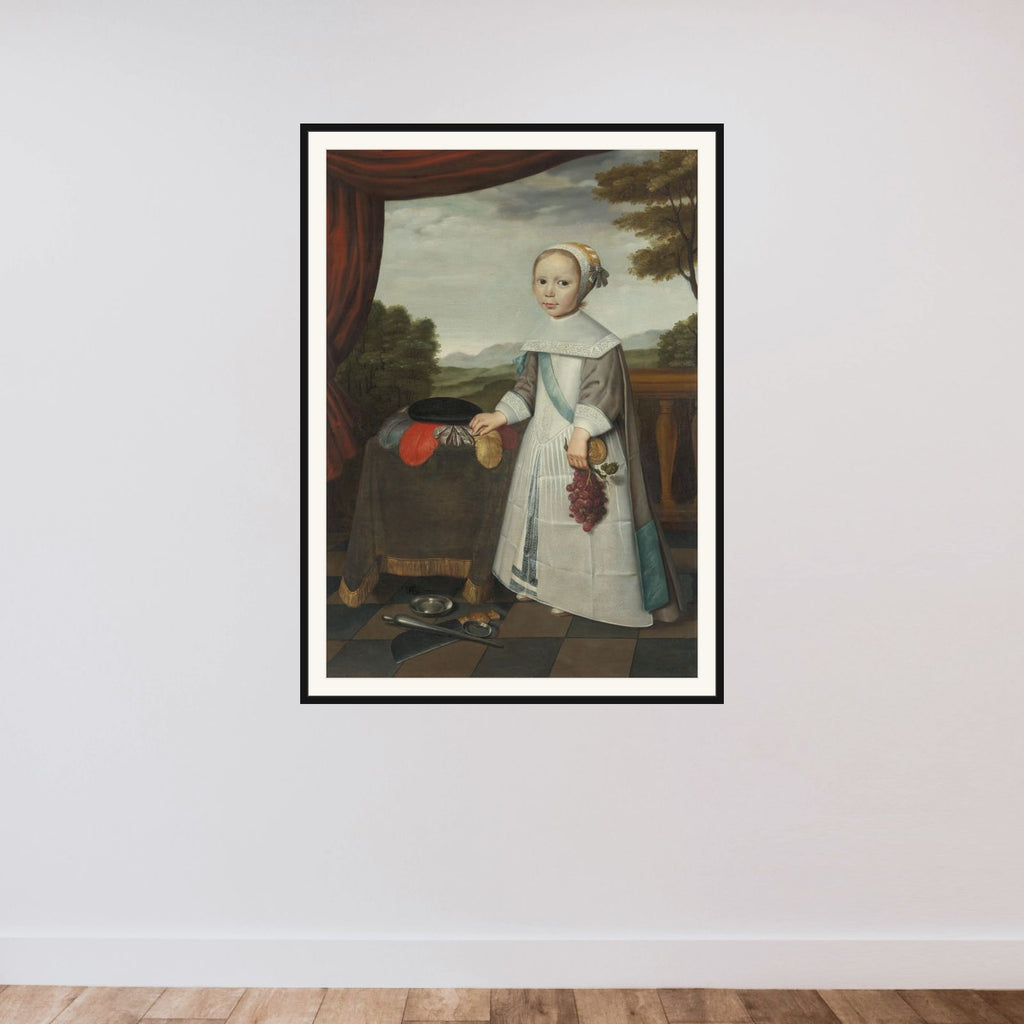 Portrait of Johannes van Rees (1662-1690/91), Half Brother of Elisabeth van Oosten, as a Child framed — shown to scale