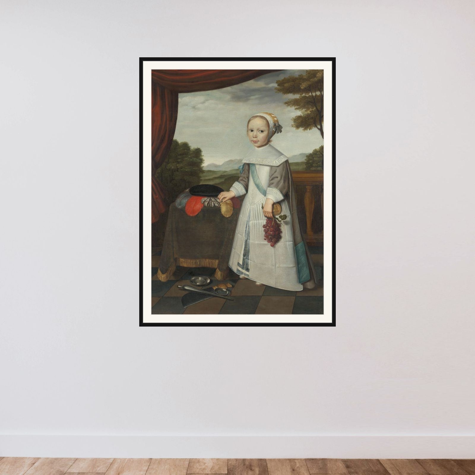 Portrait of Johannes van Rees (1662-1690/91), Half Brother of Elisabeth van Oosten, as a Child framed — shown to scale